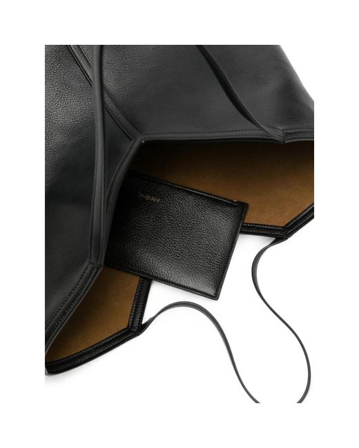 Saint Laurent Black V-Cut Leather Tote Bag for men