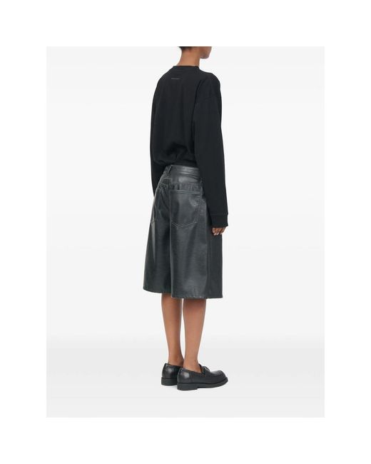 MM6 by Maison Margiela Gray Faux-Leather Knee-Length Shorts