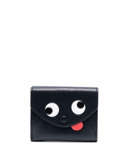 Anya Hindmarch Blue Face-Motif Faux-Leather Wallet