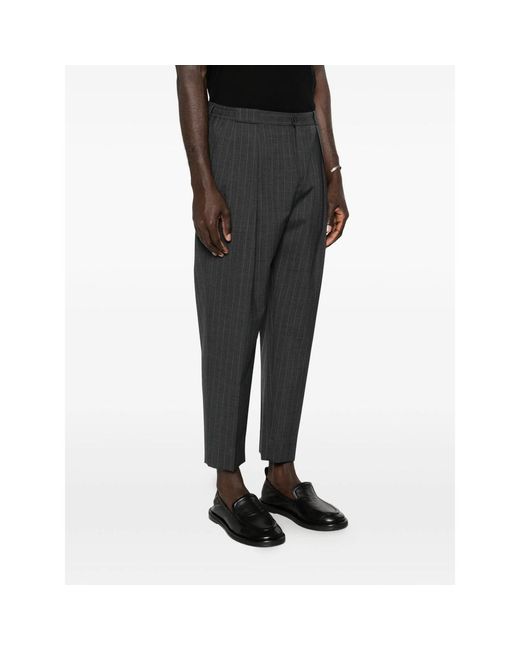 BRIGLIA Gray Portobllos Pinstripe Pleated Trousers for men