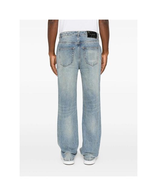 Cole Buxton Blue Faded Straight-Leg Jeans for men