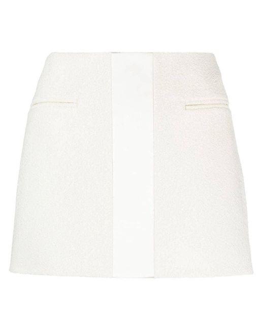 Ferragamo White Contrasting-Panel Mini Skirt