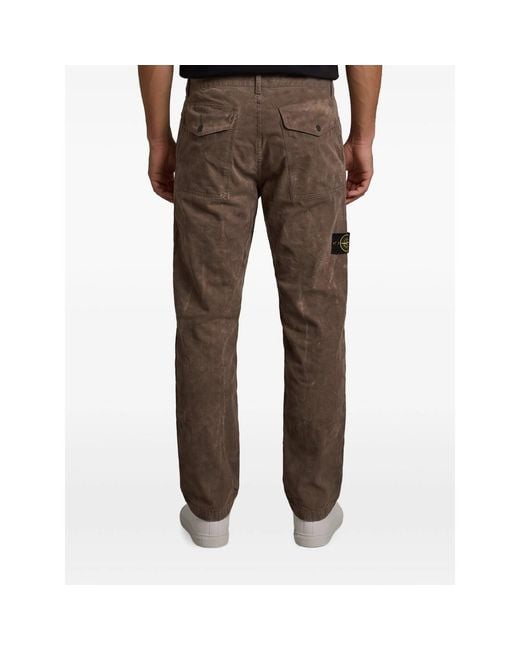 Stone Island Brown Terra-Effect Corduroy Trousers for men