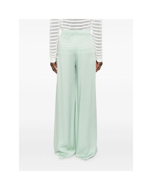 Fabiana Filippi Green Wide Leg Trousers With Elasticated Waistband