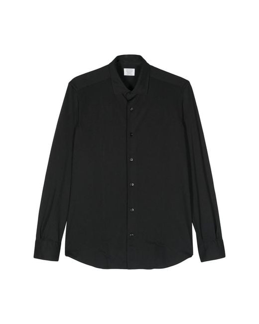 Mazzarelli Black Piqué Buttoned Shirt for men