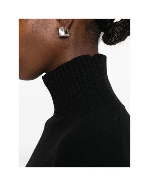 Aragona Black Roll-Neck Ribbed-Trim Sweater