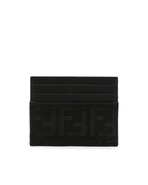 Fendi Black Ff Logo-Pattern Cardholder for men