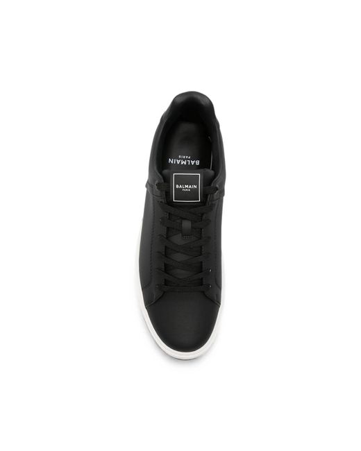 Balmain Black Logo-Embossed Lace-Up Sneakers for men