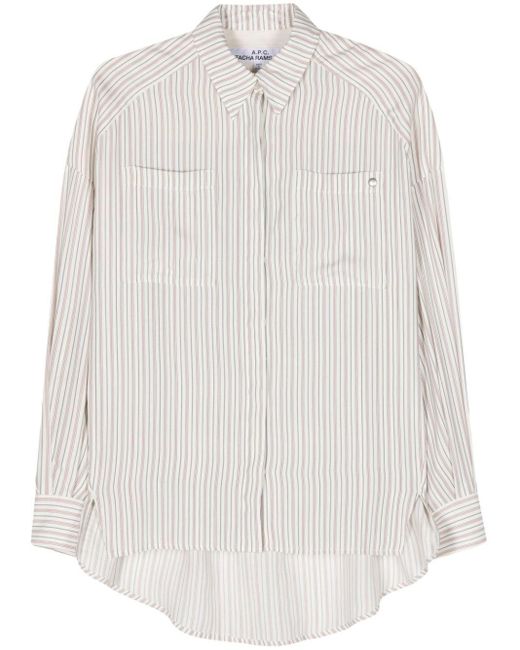 A.P.C. White Striped Drop-Shoulder Shirt