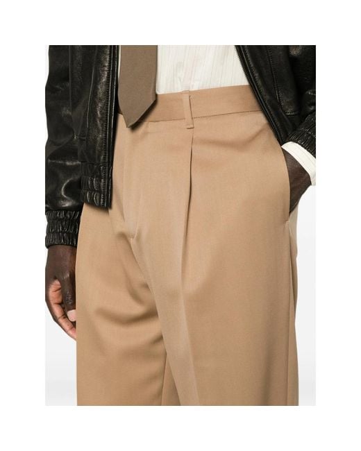 Lardini Natural Pleated Straight-Leg Trousers for men