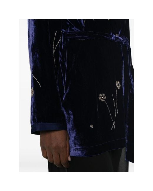 Forte_forte Blue Bead-Embellished Velvet Jacket