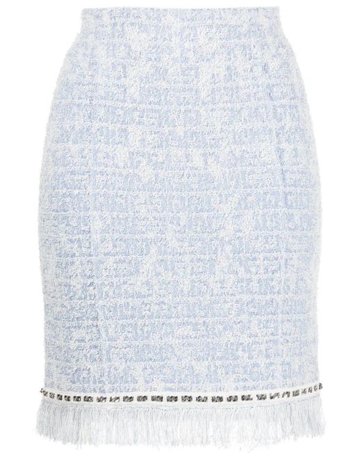 Givenchy White 4G Jacquard Tweed Skirt