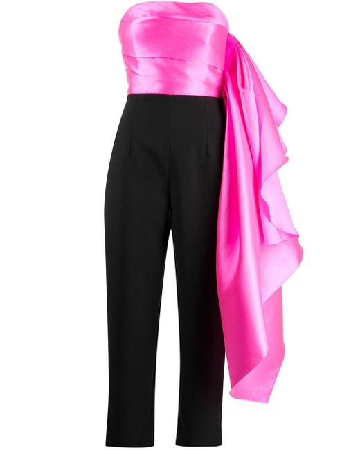 Solace London Pink Arlo Draped Strapless Jumpsuit