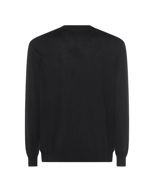 Malo Black Crew-Neck Virgin-Wool Sweater for men