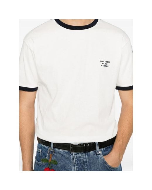 Drole de Monsieur White Logo-Print T-Shirt for men