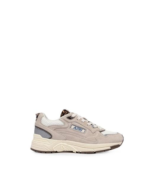 Autry White Hyperway Leopard-Print Panelled Sneakers