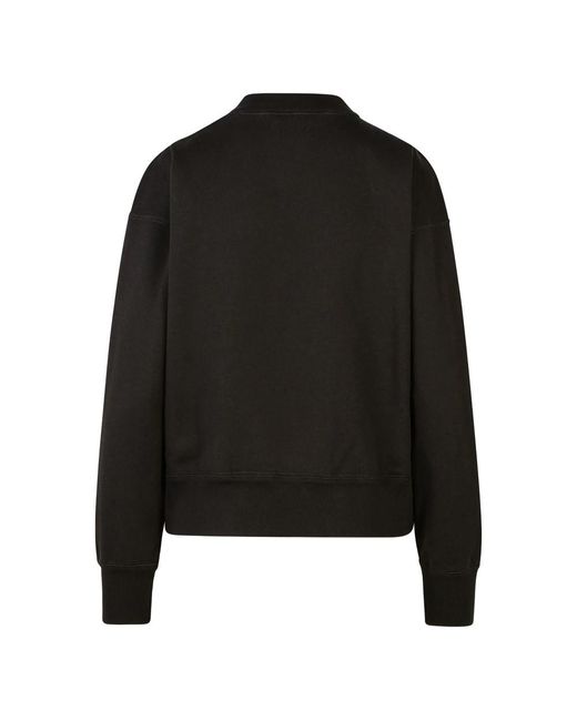 Isabel Marant Black Flocked-Logo Crew-Neck Sweatshirt