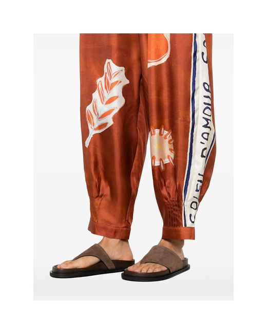ALÉMAIS Orange Soleil D'Amour Print Trousers