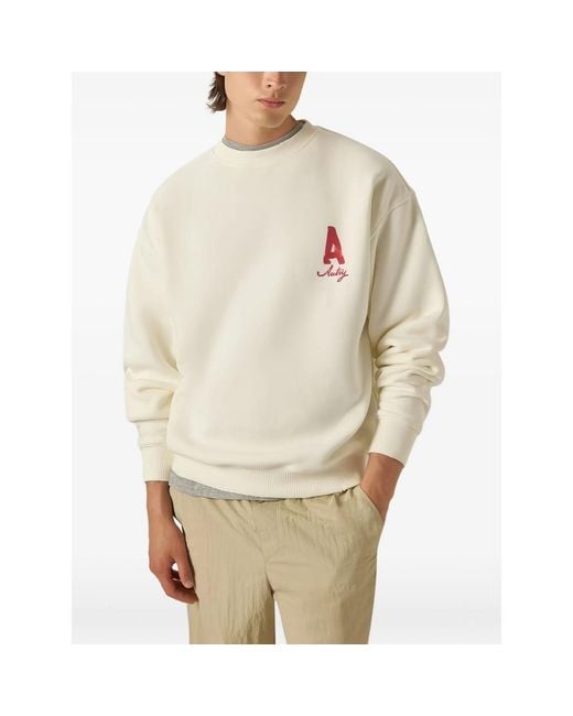 Autry White Logo-Print Crew-Neck Sweater for men