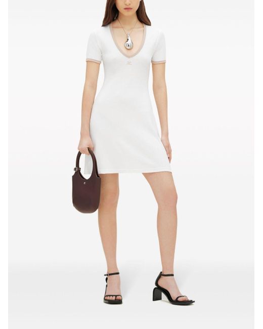 Courreges White Logo-Patch Mini Dress