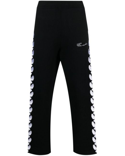 3.PARADIS Black Unity Logo-Embroidered Track Trousers for men