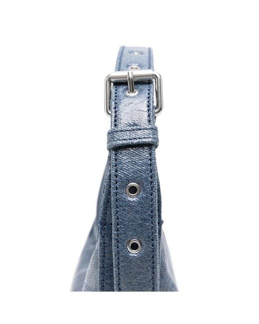 Alexander Wang Blue Crinkled-Effect Logo-Debossed Shoulder Bag