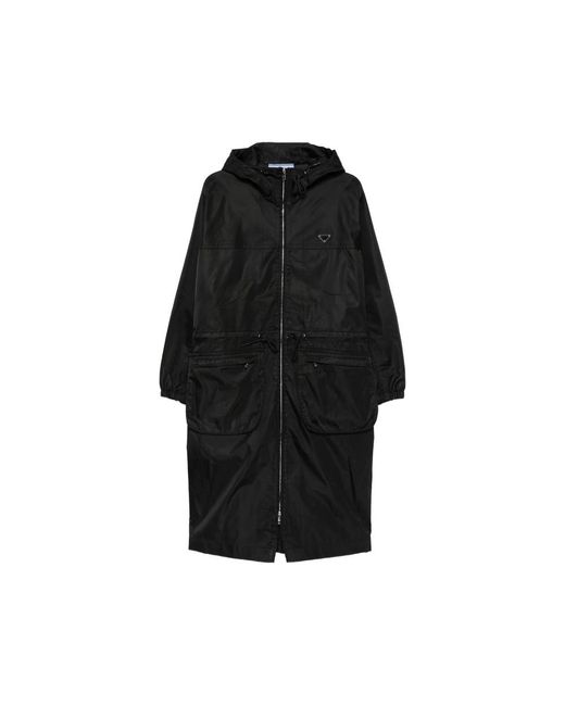 Prada Black Re-Nylon Drawstring Coat