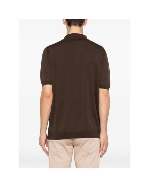 Zanone Brown Buttoned Polo Shirt for men
