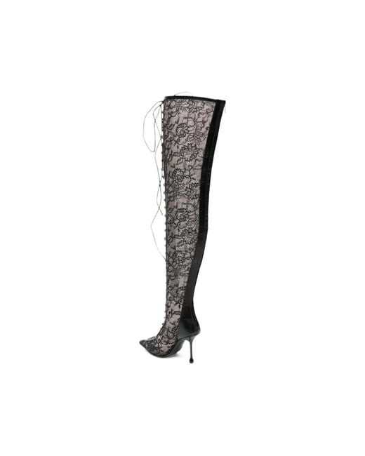 Jimmy Choo Black Scarlett Lace-Up Over-The-Knee Boots