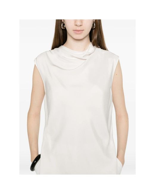 Calvin Klein White Top Viscose Cowl Neck