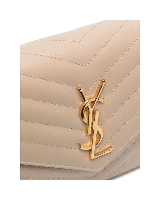 Saint Laurent Natural Cassandre Leather Clutch Bag