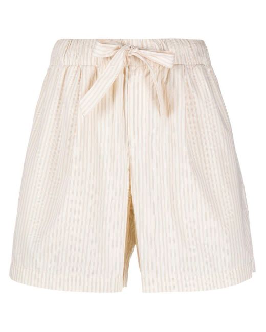Tekla Natural Striped Organic Cotton Shorts