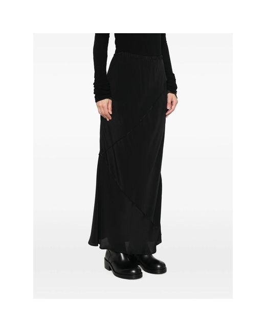 Baserange Black Asymmetric Panelled Midi Skirt