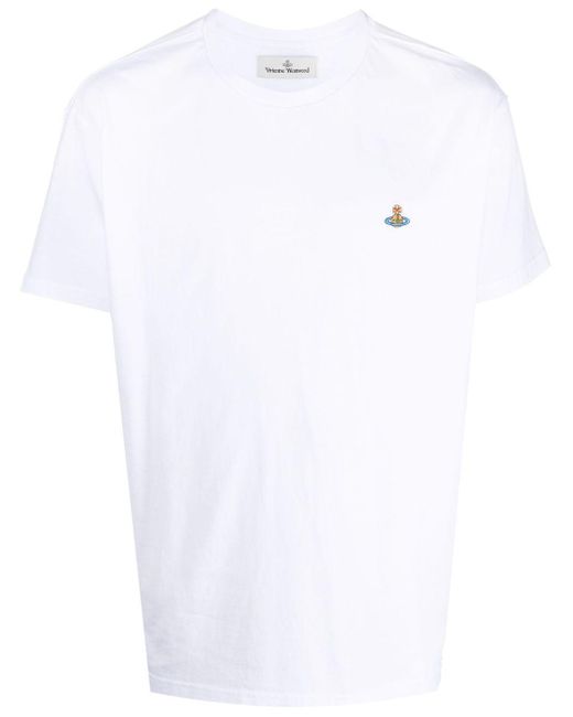 Vivienne Westwood White Logo-embroidered Cotton T-shirt for men