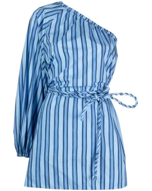 Faithfull The Brand Blue Calia Striped Minidress