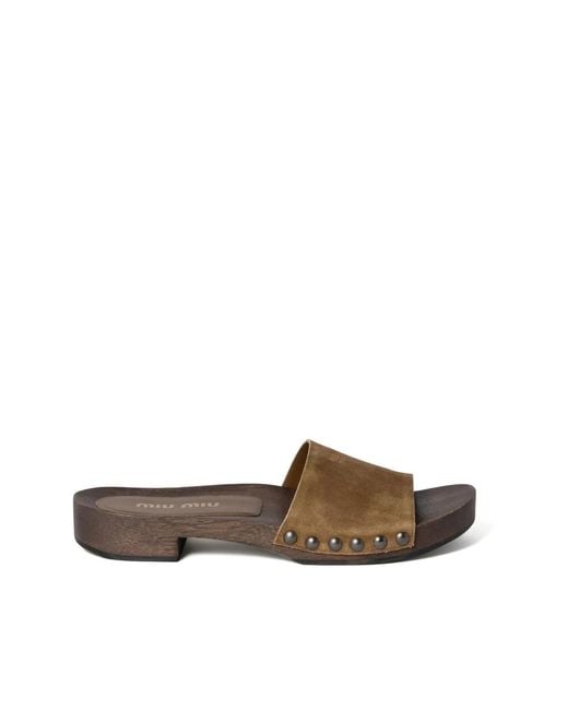 Miu Miu Brown Flip-Flops & Slides