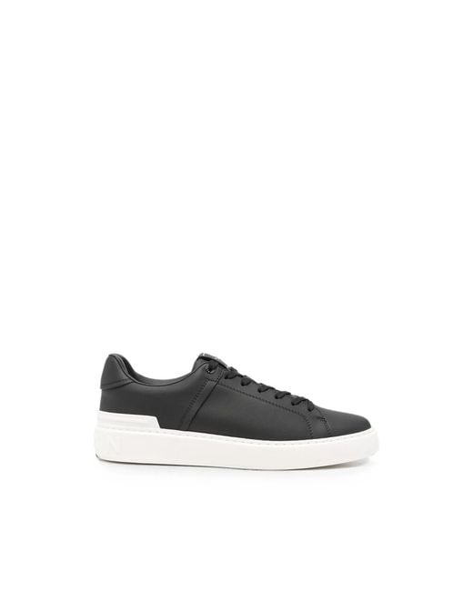 Balmain Black Logo-Embossed Lace-Up Sneakers for men