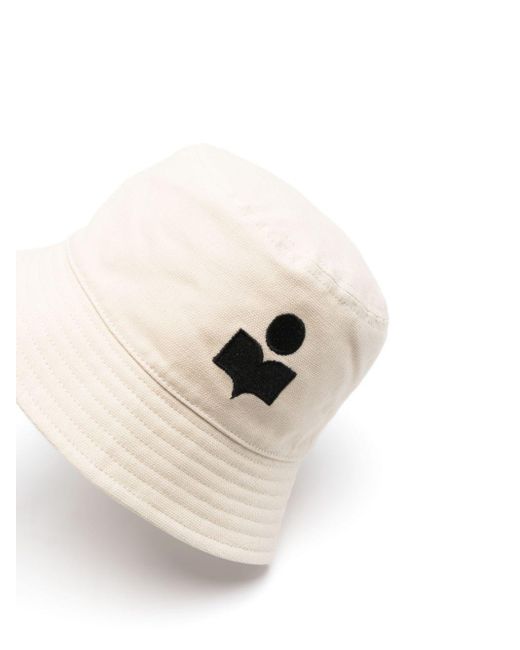 Isabel Marant White Logo-Embroidered Bucket Hat for men
