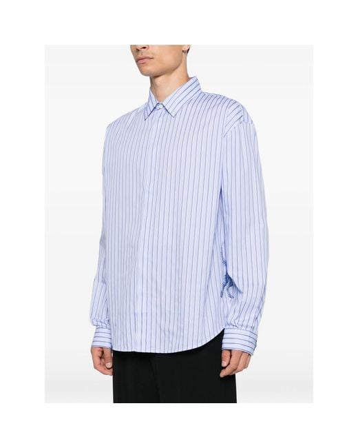 Jacquemus Blue Dog-Print Striped Shirt for men