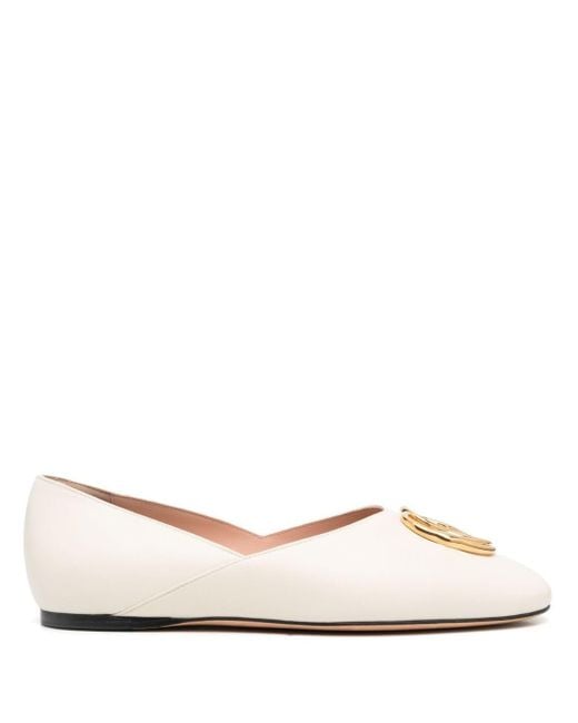 Bally Natural Gerry Leather Ballerina Shoes