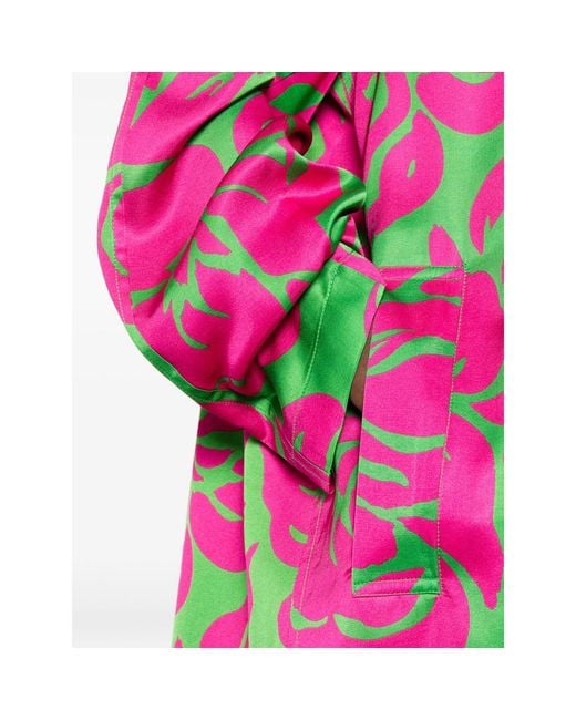 Dries Van Noten Pink Raltonas Floral-Print Satin-Finish Dress