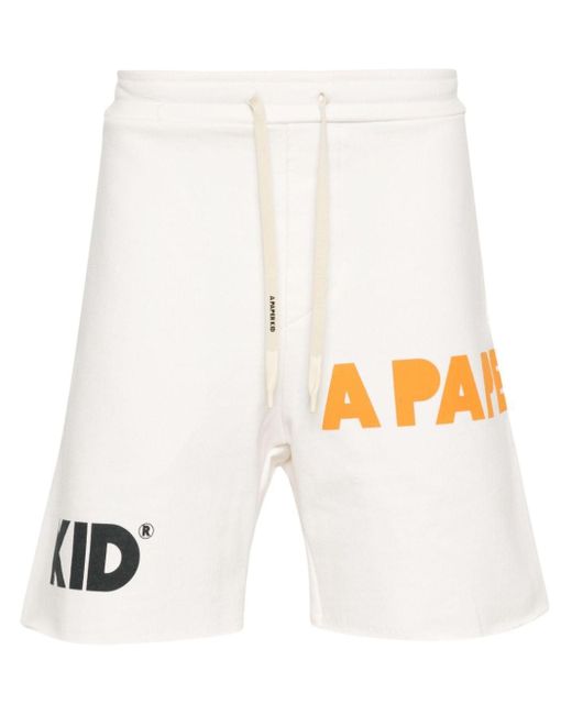 A PAPER KID White Logo-Print Cotton Shorts