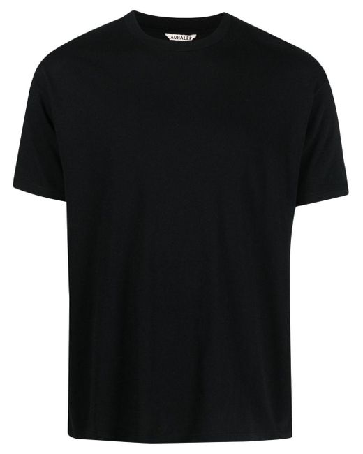 Auralee Black Crew-Neck Cotton T-Shirt for men