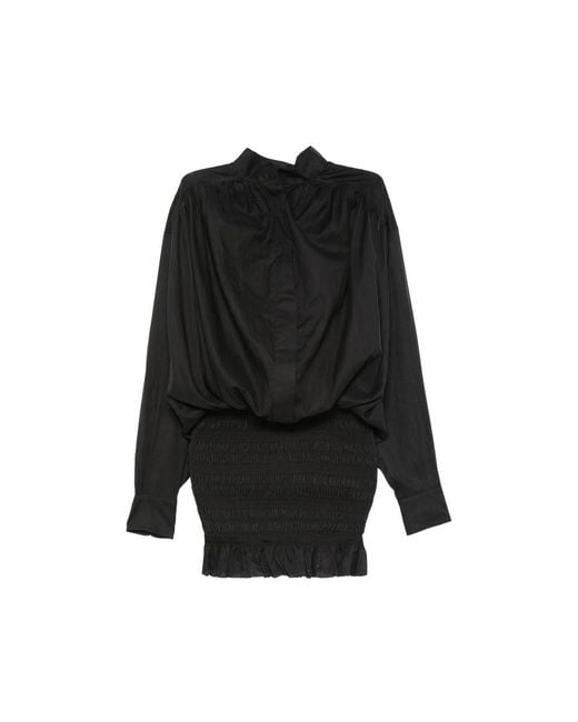 ANDAMANE Black Rania Shirred Mini Dress