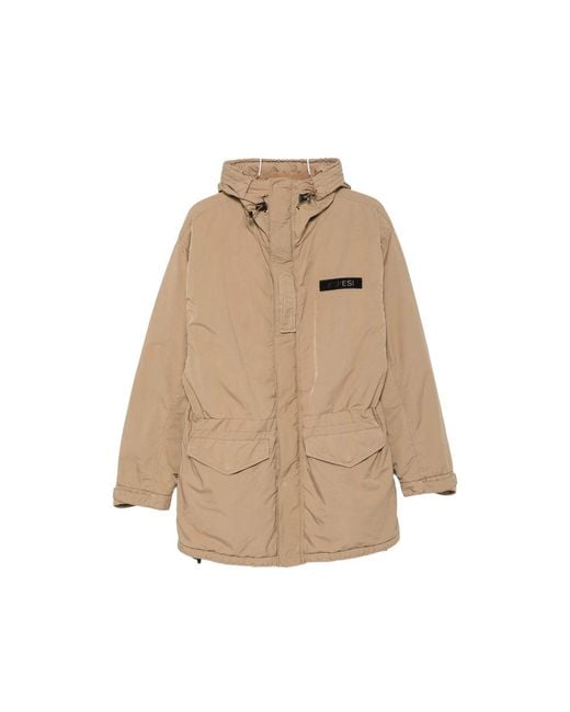 Aspesi Natural Hooded Logo-Patch Jacket for men