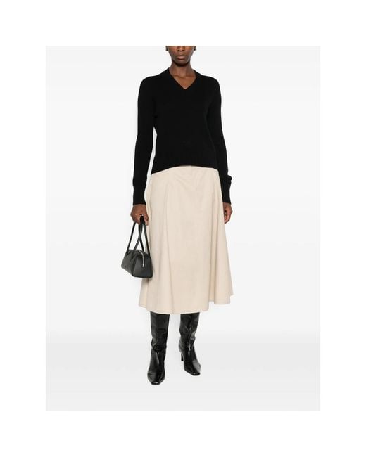 Aragona Black V-Neck Ribbed-Trim Sweater