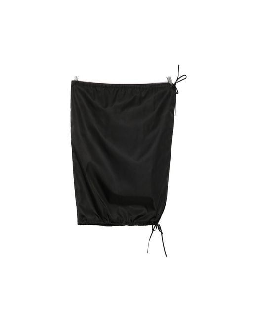 Prada Black Drawstring-Hem Midi Skirt