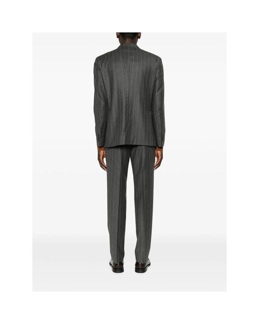 Tagliatore Gray Stripe-Pattern Double-Breasted Suit for men