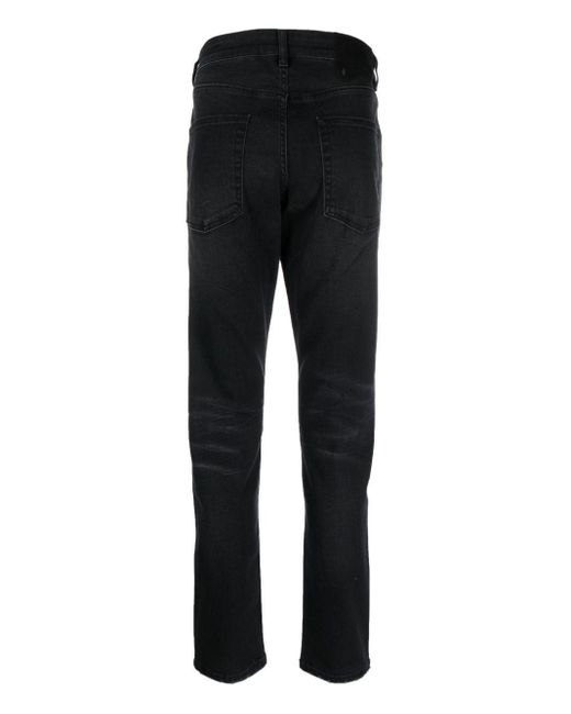 Salvatore Santoro Black Logo-Patch Cotton Slim-Fit Jeans for men