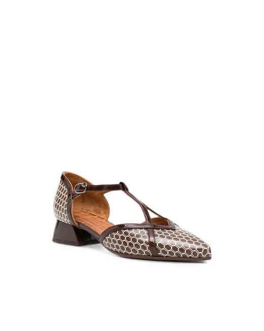 Chie Mihara Brown Hidrow Geometric-Print T-Bar Pumps